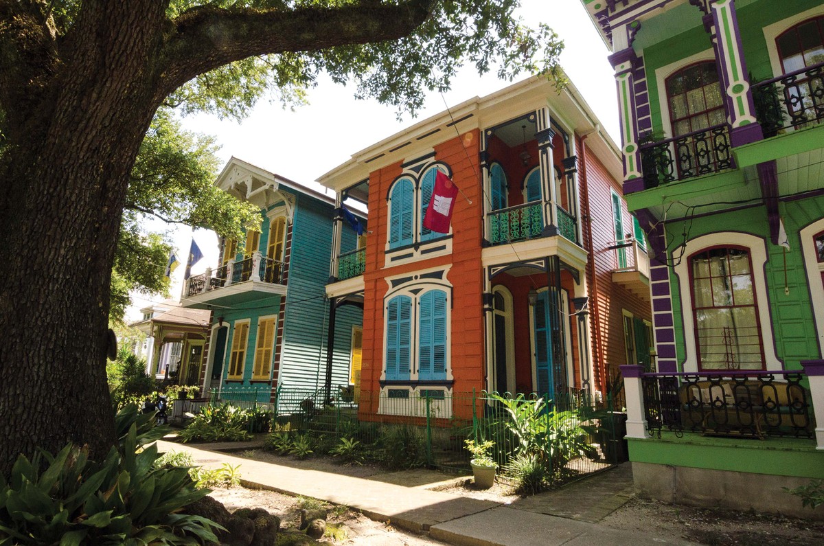 Colorful houses, add cheer to the Louisiana city’s Esplanade Avenue.