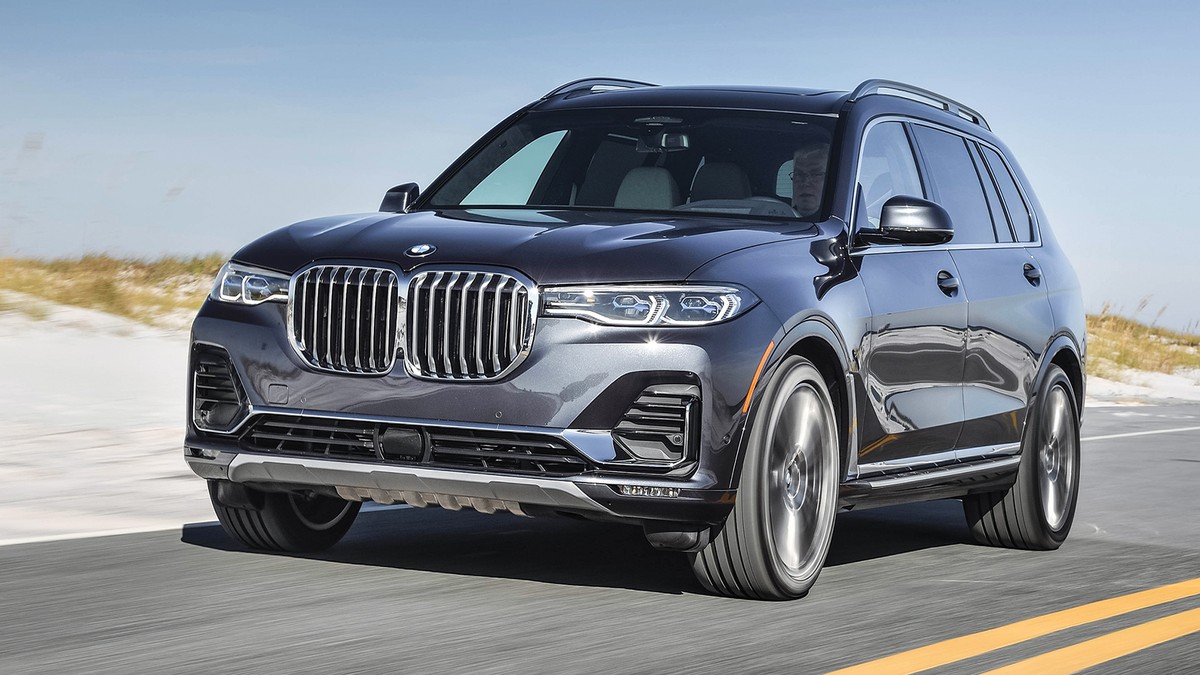 The BMW X7, has thronelike seating upfront.