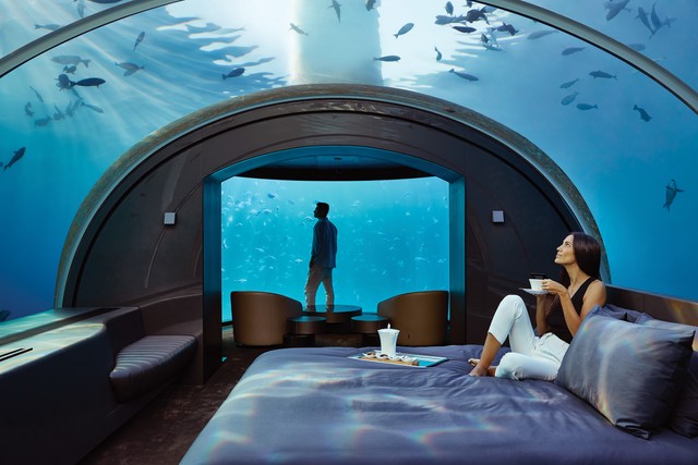 Conrad Maldives’ The Muraka is a luxury suite submerged more than 16 feet below the water’s surface.