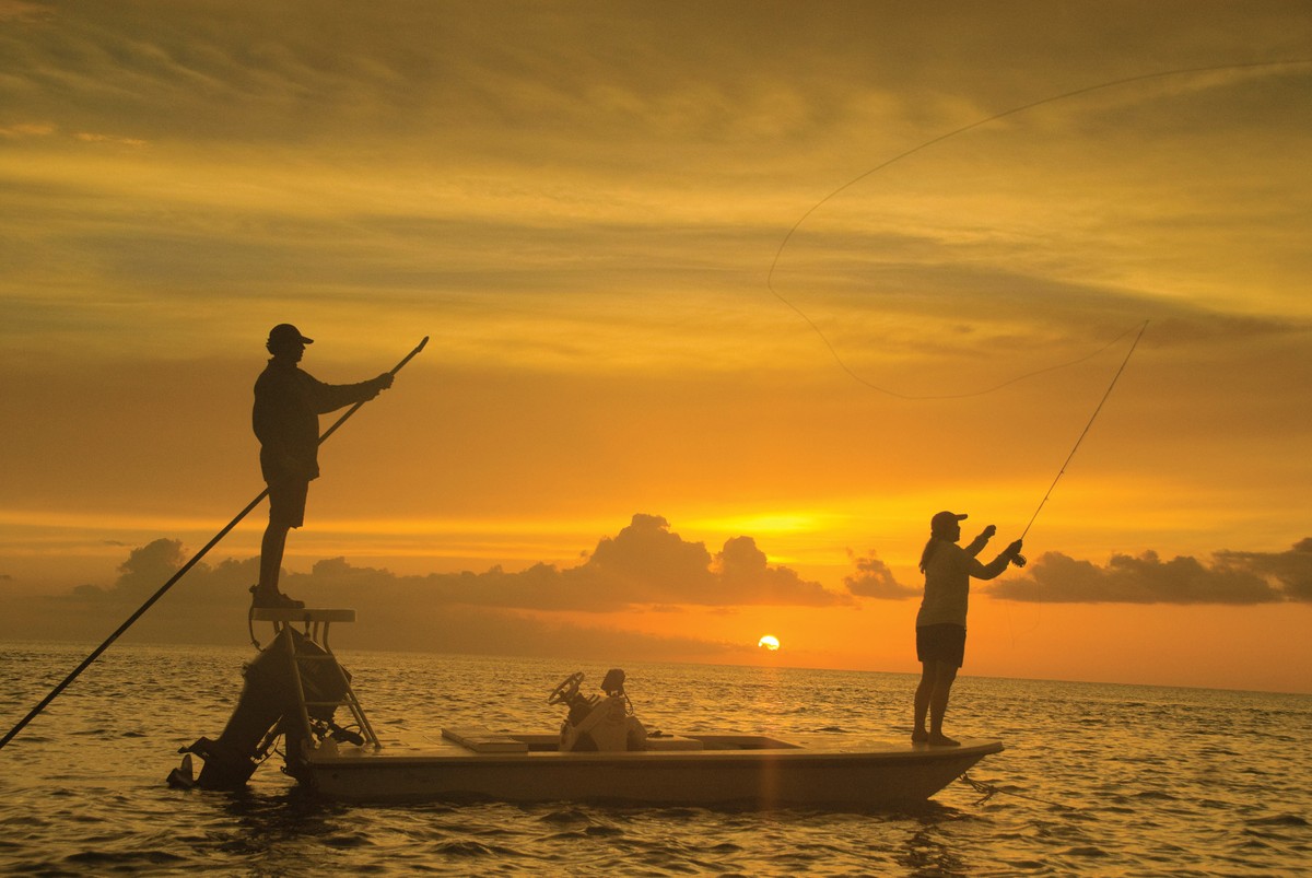 Fly fishing at sunset at COMO Maalifushi in the Maldives